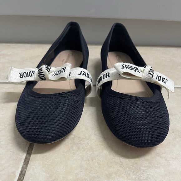 Christian Dior Women's J'Adior Ballet flats black with white bow size 36 1/2 - Picture 4 of 11
